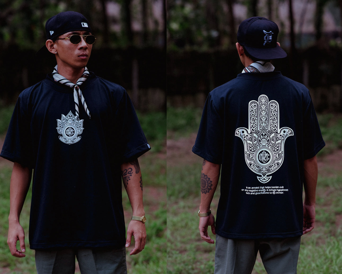 BOX FIT | OVERSIZED TEE | HAMSA SHIRT | BLACK