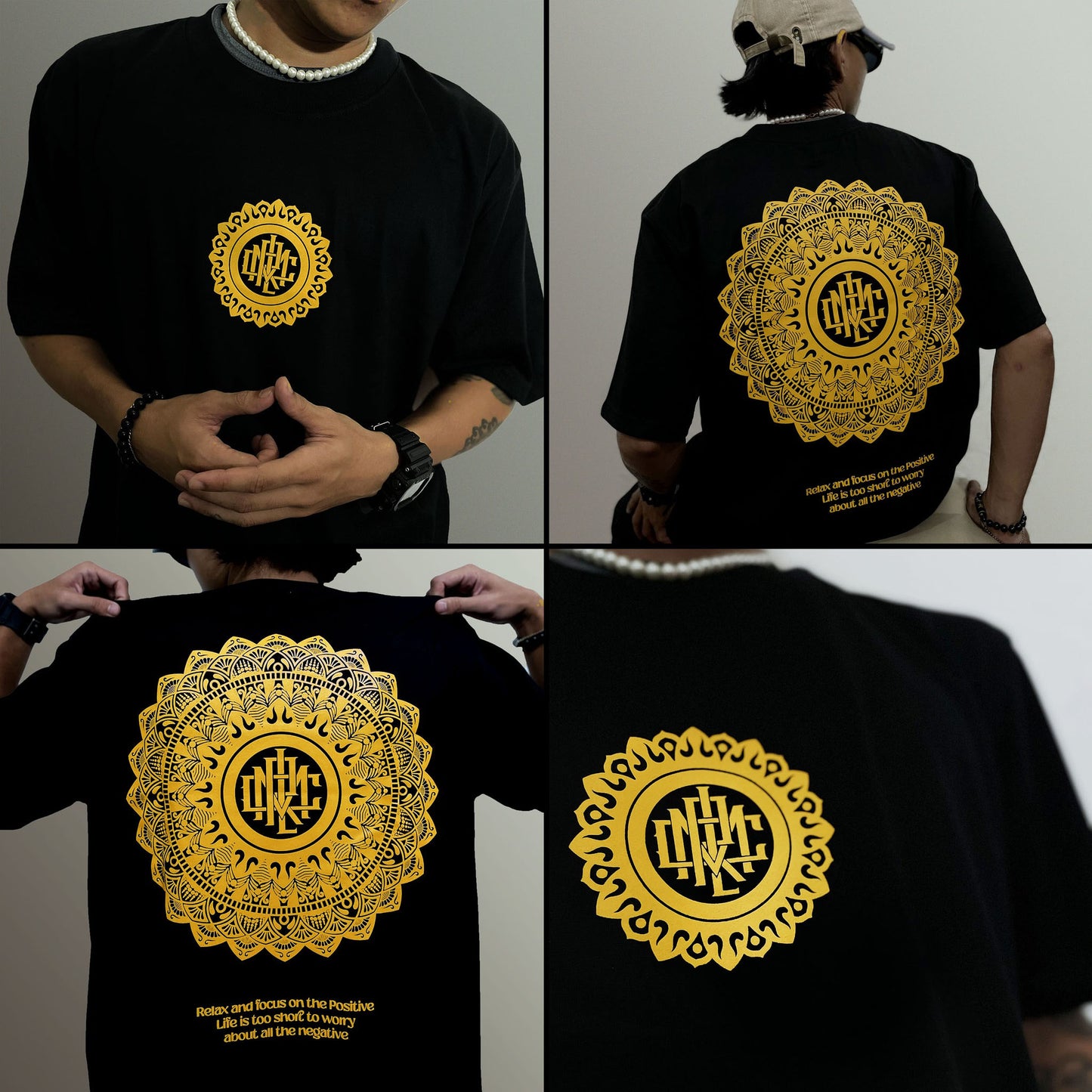 BOX FIT | OVERSIZED TEE | MANDALA SHIRT | BLACK